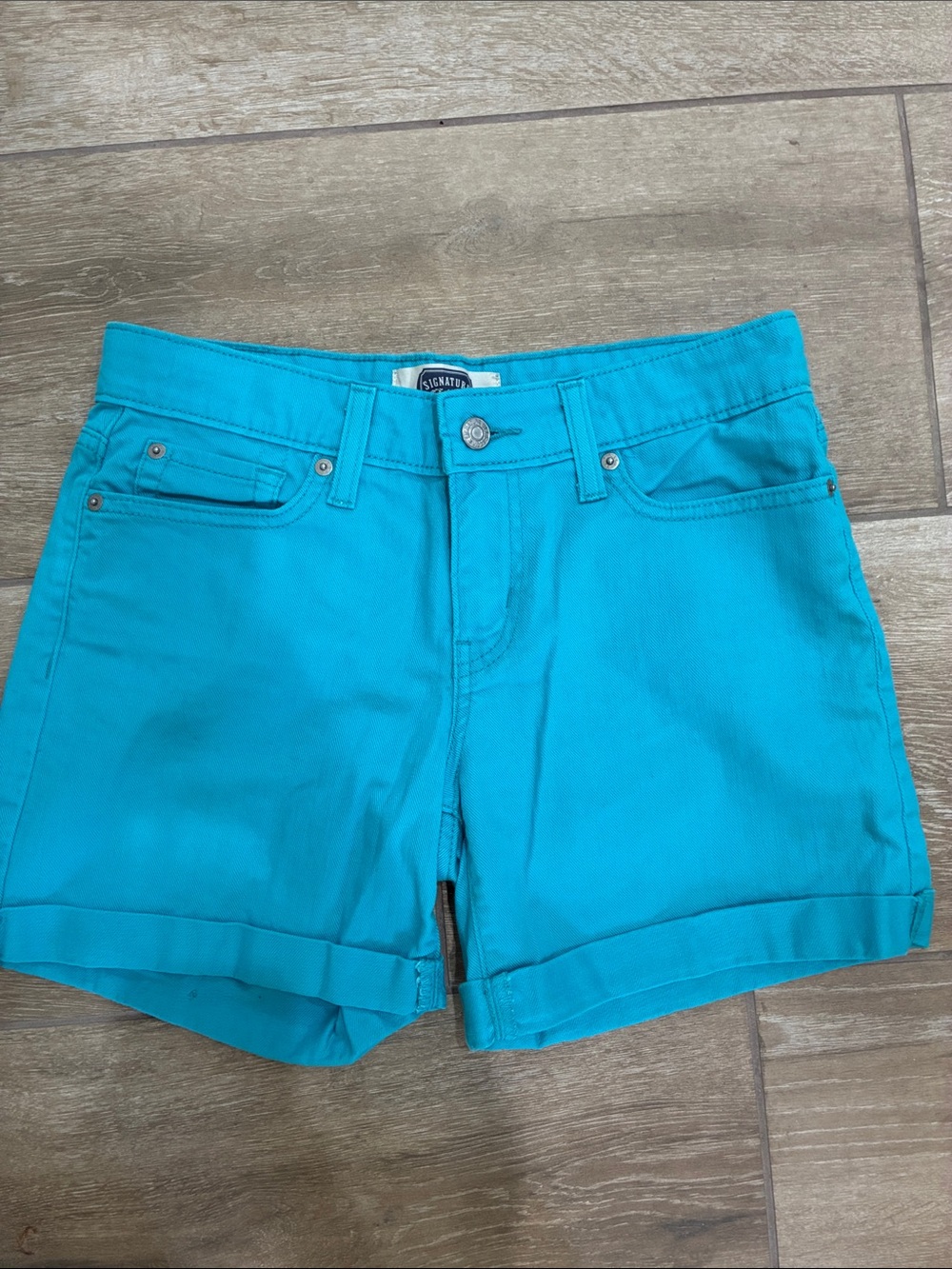Signature by Levi Strauss Turquoise Cuffed Women's Jean Shorts